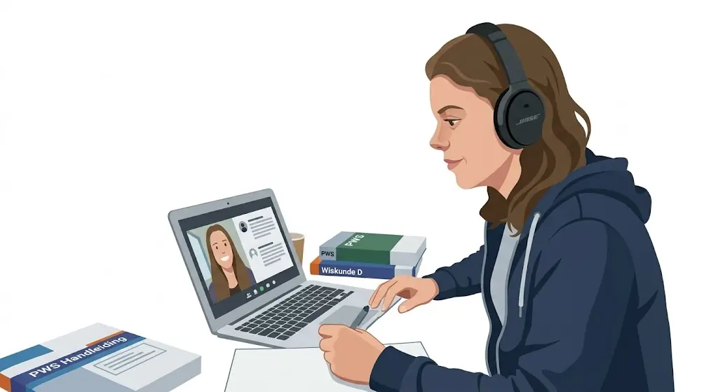 Een gefrustreerde of emotioneel ontregelde tiener aan een bureau